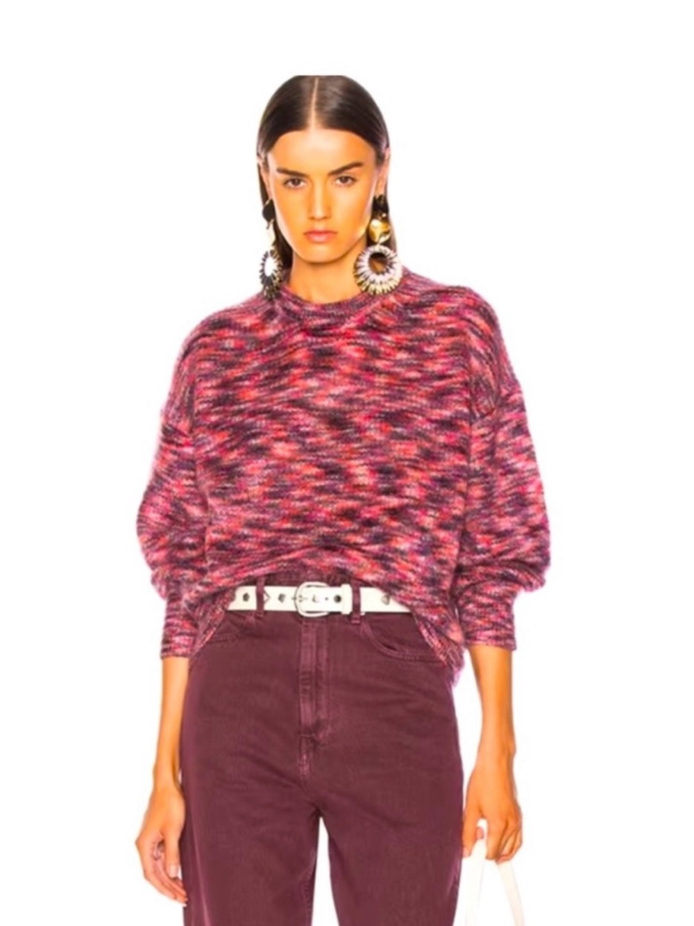 IRO Melange Sweater Knitted Pink Mohair XS fits very oversized - Like New